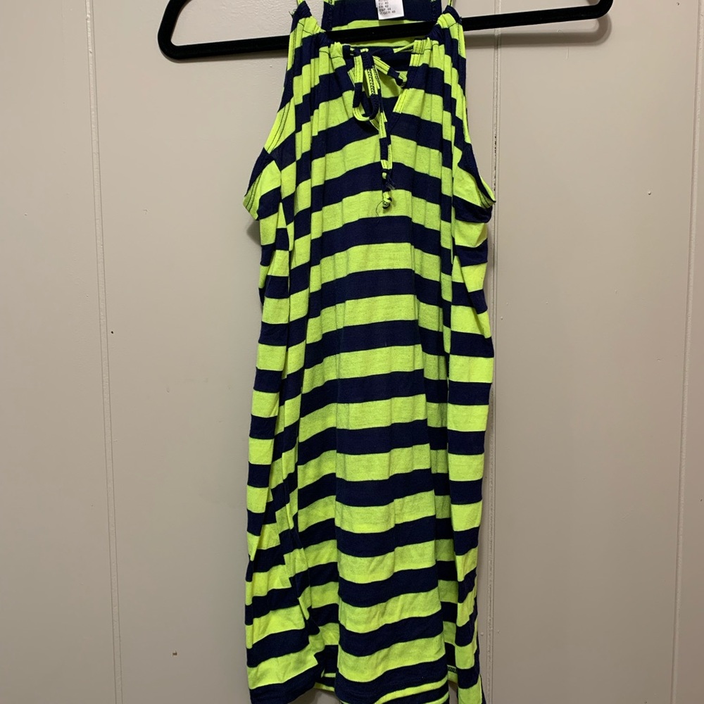 VEUC Splendid Sz Large navy/lime striped swim coverup.